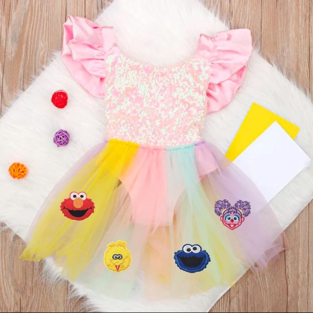 Elmo Romper Sunsuit Cookie Jumpsuit Abby Romper Sesame Street Dress Birthday